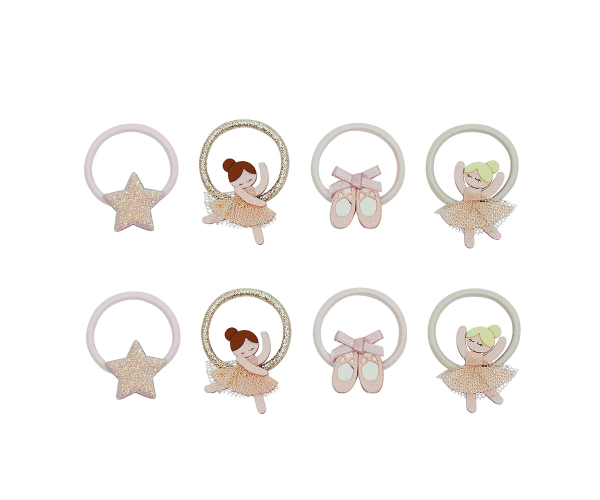 8 Gomas de Pelo Mini Ballerina Ties Neutral