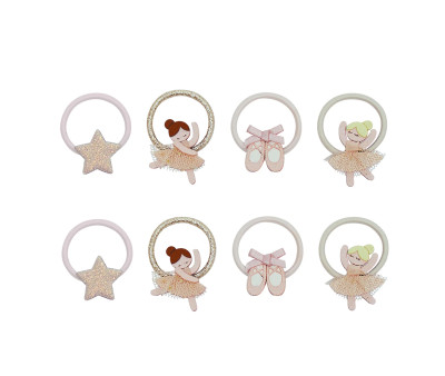 8 Gomas de Pelo Mini Ballerina Ties Neutral