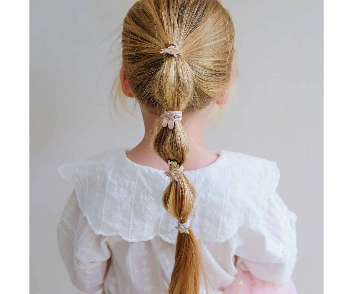 8 Gomas de Pelo Mini Ballerina Ties Neutral