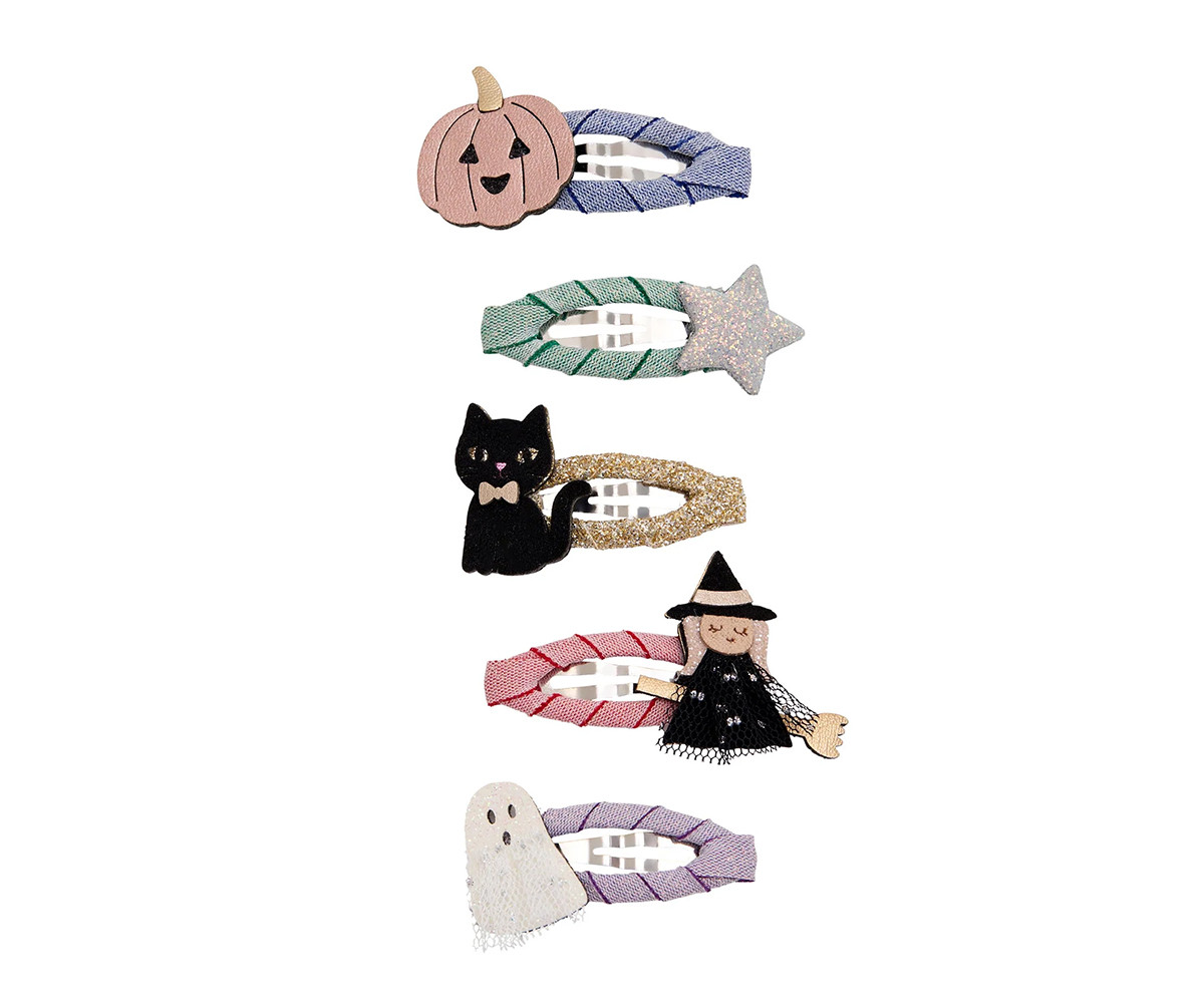5 Mini Clips Halloween Glitter Clics Clacs