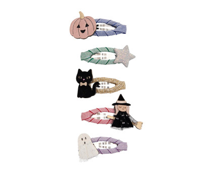 5 Mini Clips Halloween Glitter Clics Clacs
