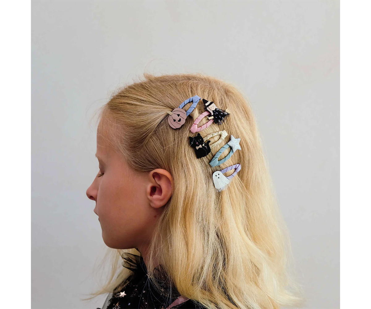 5 Mini Clips Halloween Glitter Clics Clacs