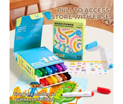 Set 12 Rotuladores Extra Lavables WASH POWER