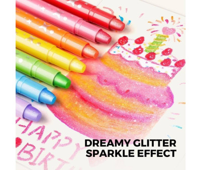 Set 24 Crayones con Purpurina Suave Lavable