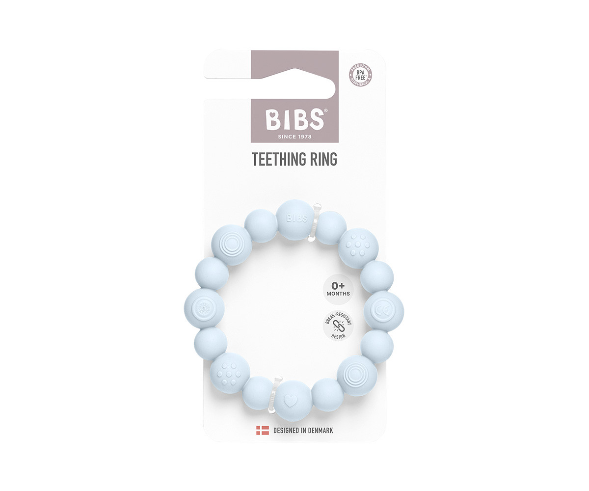 Mordedor Silciona BIBS Ring Beaded Baby Blue