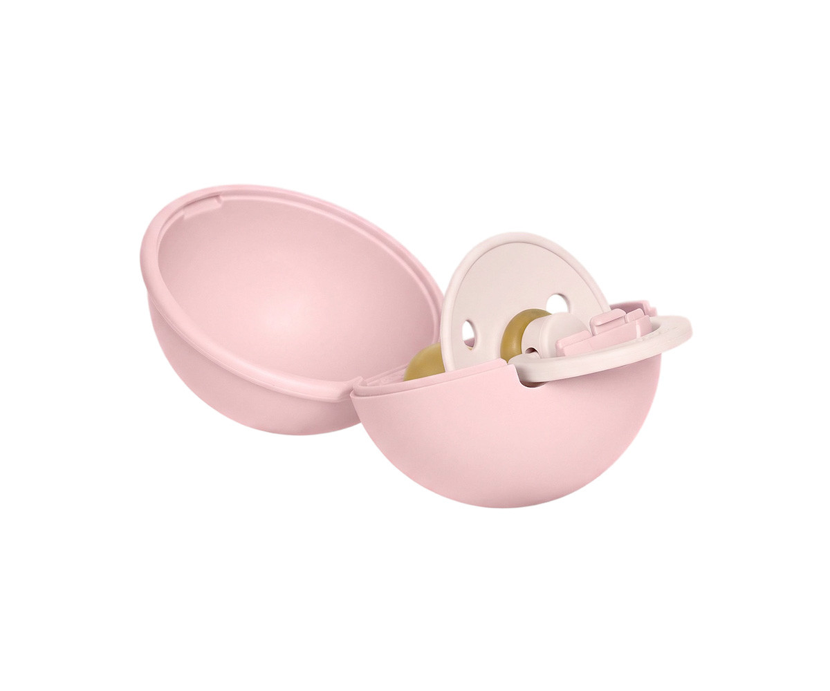 Chupete BIBS Colour Round Latex Baby Petal + Portachupetes Mini Baby Pink