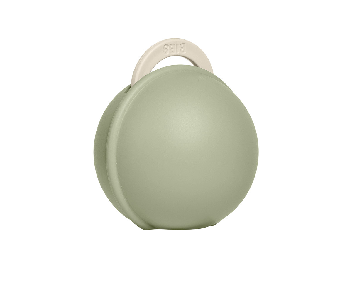 Chupete BIBS Colour Round Latex Ivory + Portachupetes Mini Sage