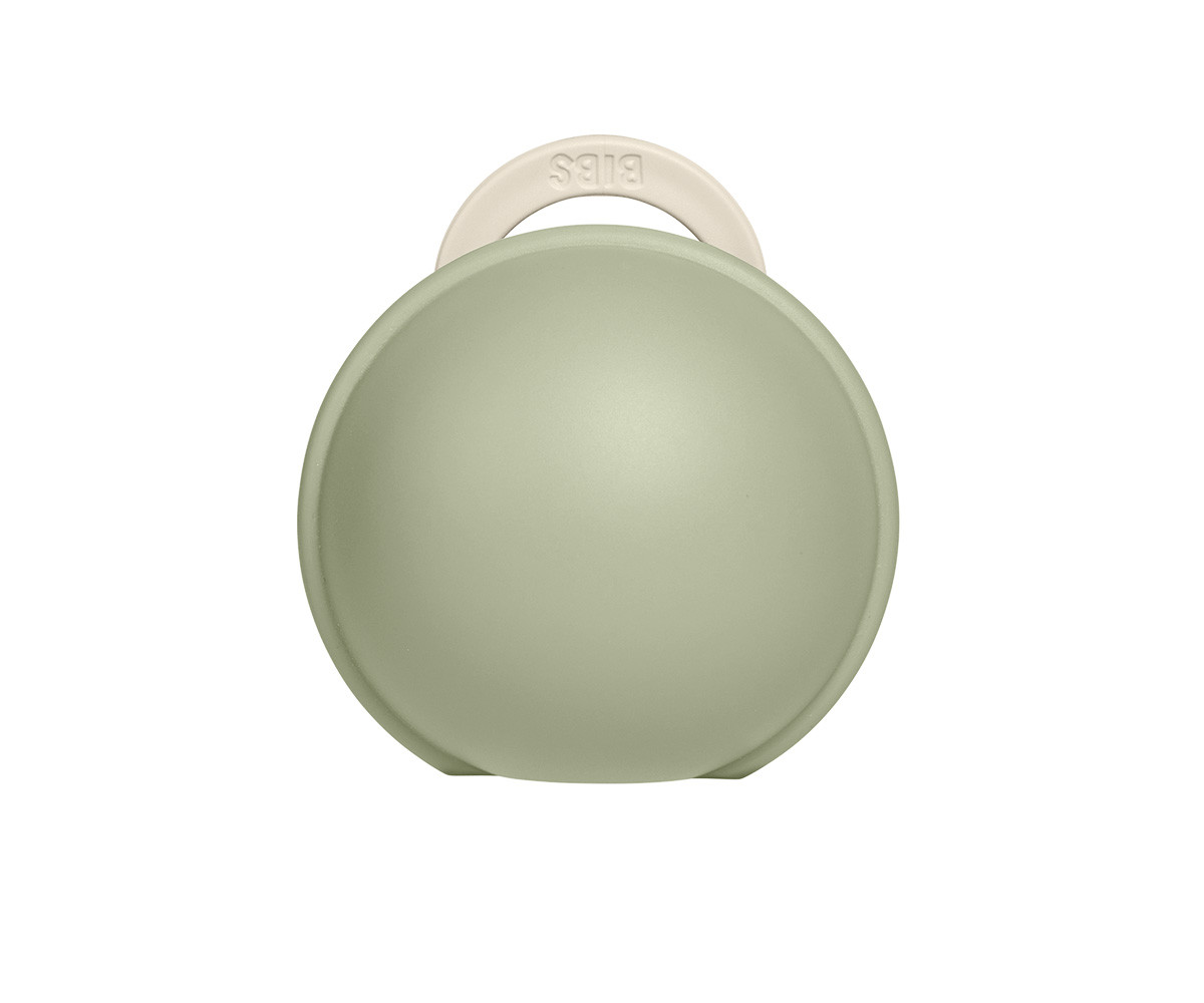 Chupete BIBS Colour Round Latex Ivory + Portachupetes Mini Sage