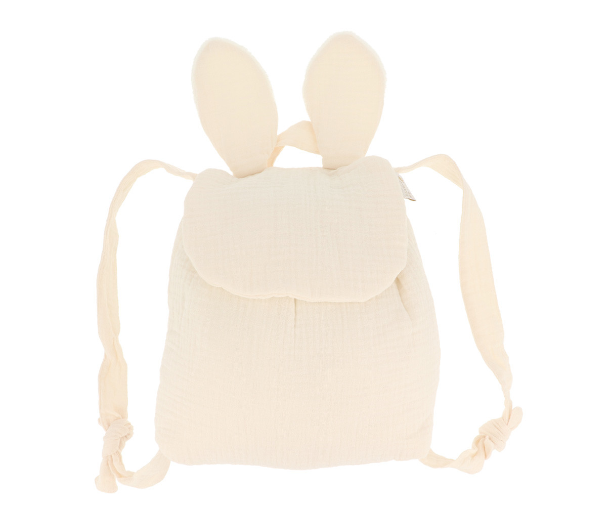 Mochila Pequeña Gasa Conejo Écru Personalizable