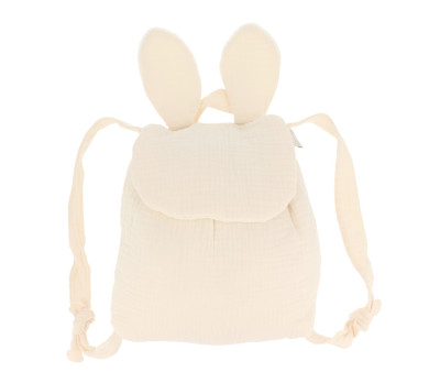 Mochila Pequeña Gasa Conejo Écru Personalizable