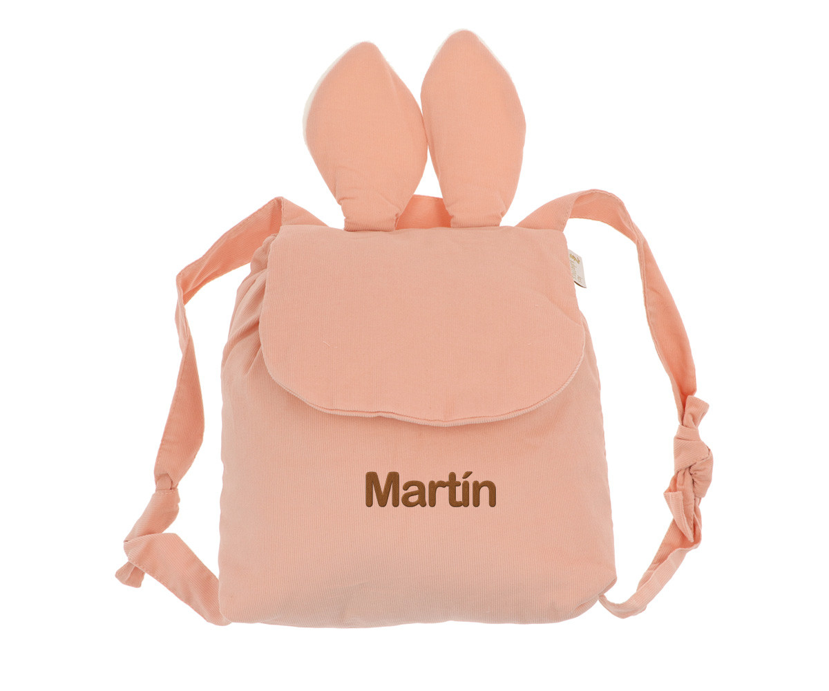 Mochila Pequeña Conejo Velours Rose Coquillaje Personalizable