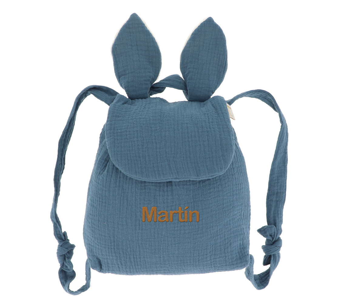 Mochila Pequeña Gasa Conejo Bleu Stone Personalizable