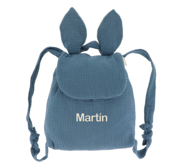 Mochila Pequeña Gasa Conejo Bleu Stone Personalizable