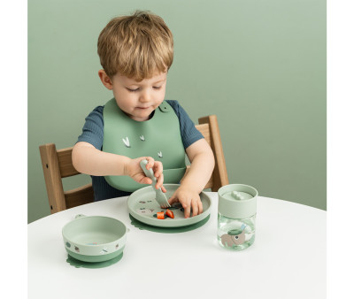 Vajilla Foodie con Plato, Bowl Ventosa y Vaso 360 Tiny Trails Green