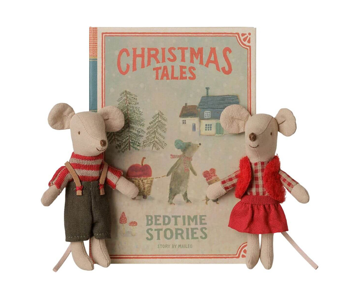 Ratoncitos Gemelos Christmas Hermano y Hermana Pequeños en Libro