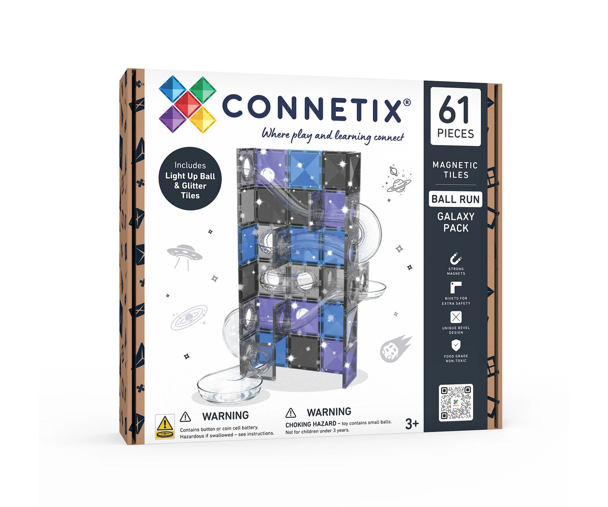 Pack Connetix Ball Run Galaxy con Luz 61 piezas