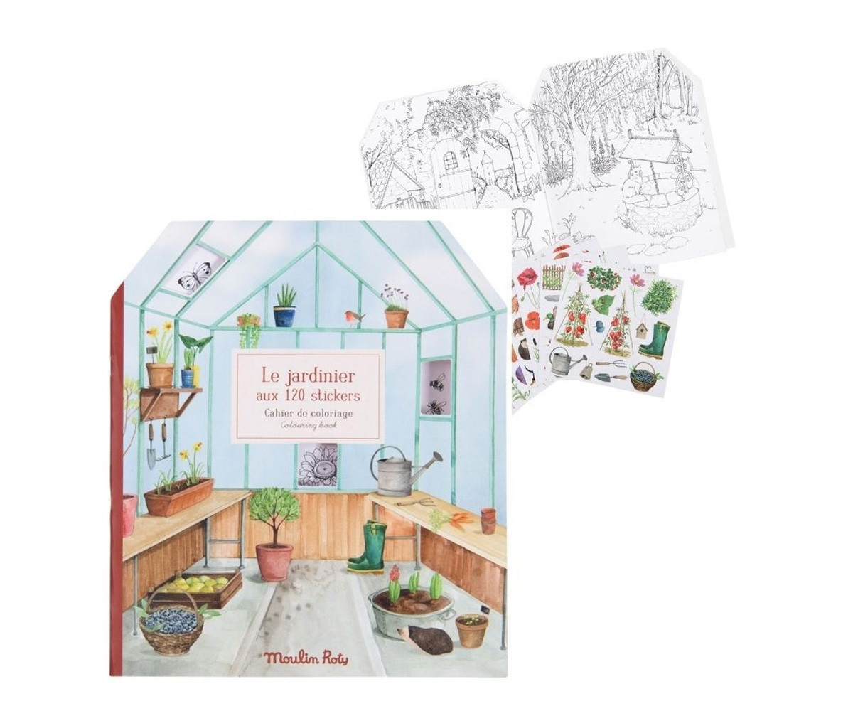 Livro de colorir Le Jardinier com adesivos
